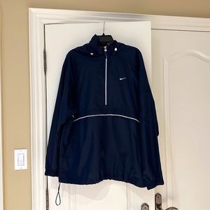 Nike Half Zip Running Jacket with Hood, Size L, Navy